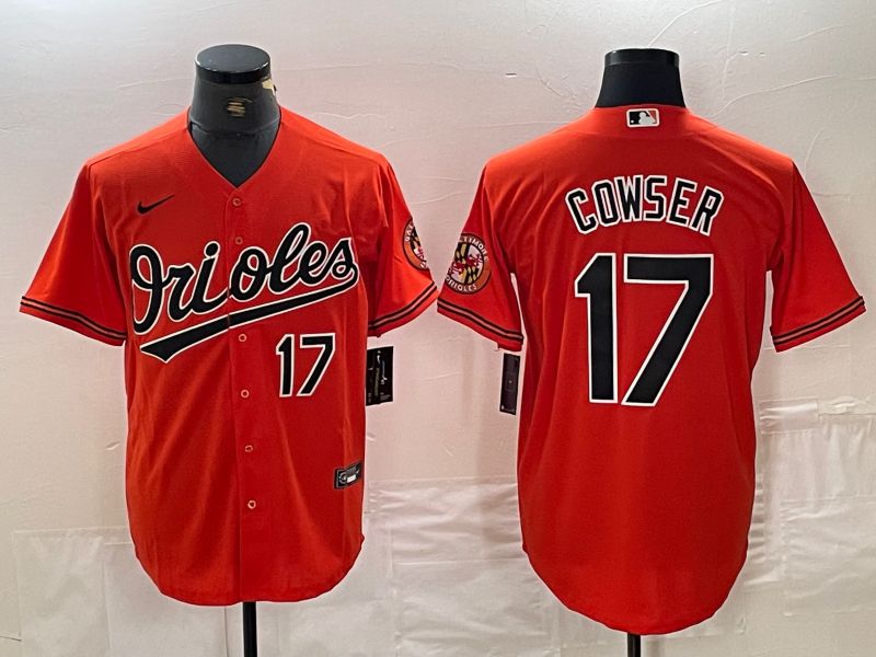 Men Baltimore Orioles 17 Cowser Orange Nike Game 2024 MLB Jersey style 1